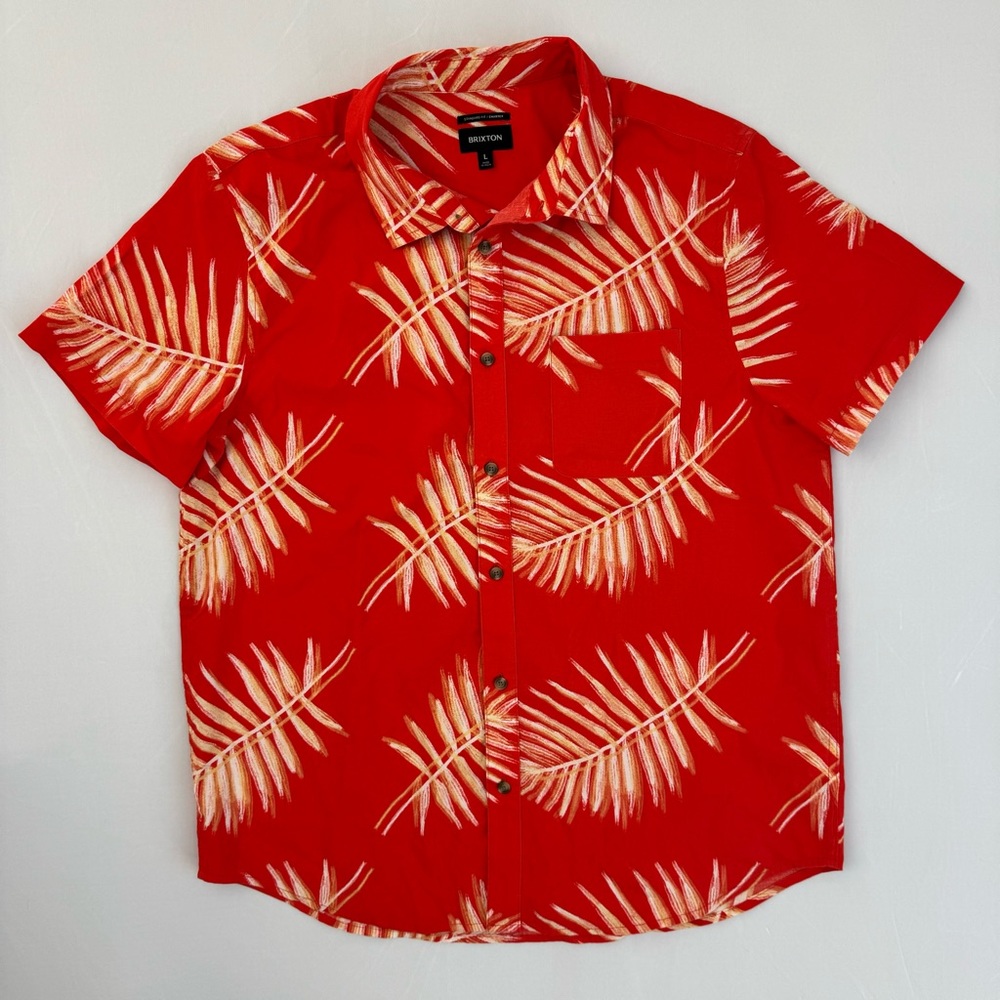 Red Hawaiian Brixton Large SS Button Shirt Short Sleeve Floral Pattern